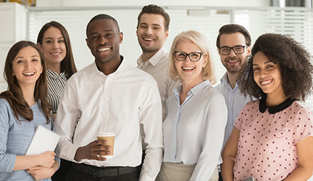 Diverse group of employees in an office