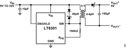 Figure 5. Simplified LT8301 Flyback Converter Circuit